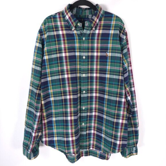 RALPH LAUREN Men’s CLASSIC FIT Button Down LS Green Multi Plaid Shirt Size XL - Picture 2 of 11